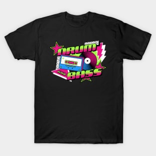 DRUM AND BASS  - 90s Steez (lime/pink) T-Shirt